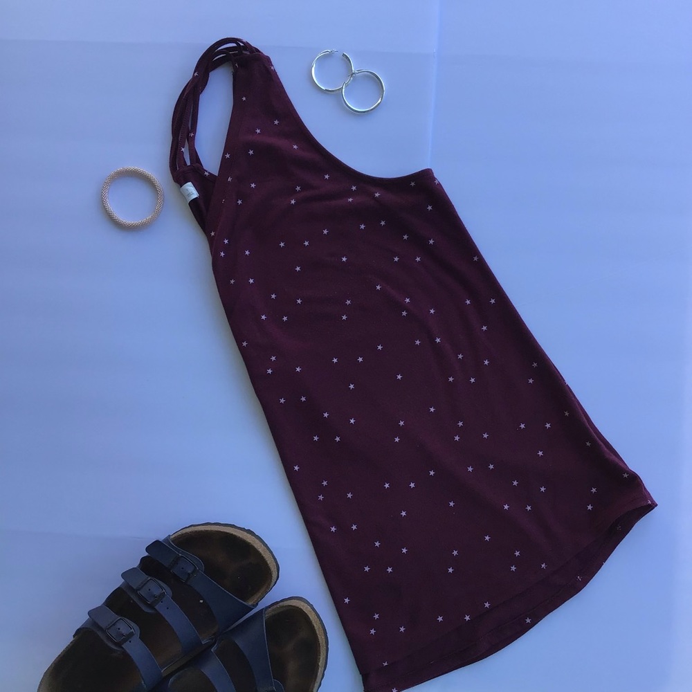 Maurices Burgundy and Cream Star Tank